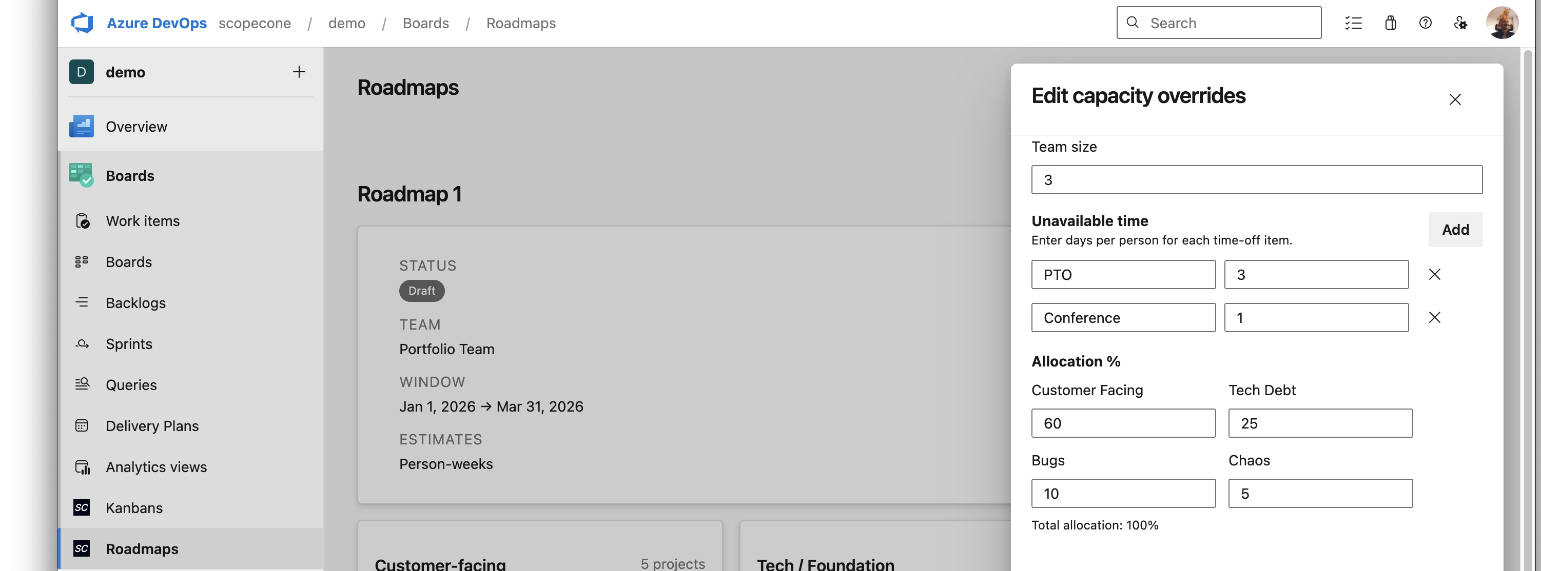 Capacity Overrides Detail